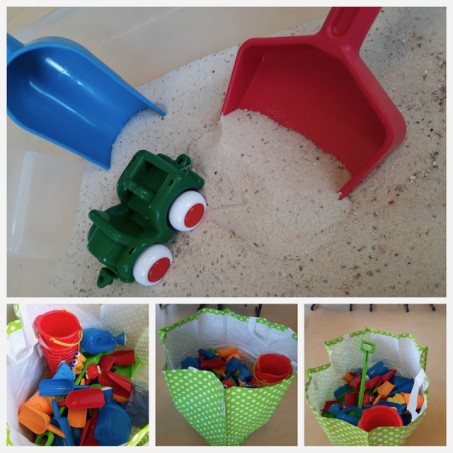 Das neu gekaufte Sandspielzeug für die LVR Irena Sendler Schule